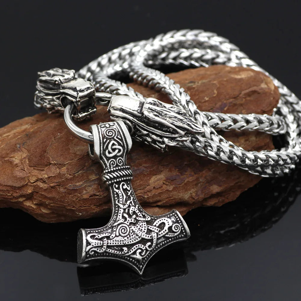 Serpent Clasp Mjölnir Sleek Split Ring Amulet  The Pagan Trader   