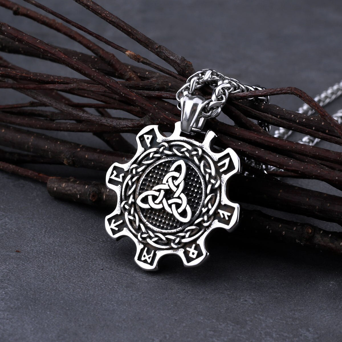 Celtic Knot & Rune Cog Necklace 0 The Pagan Trader   