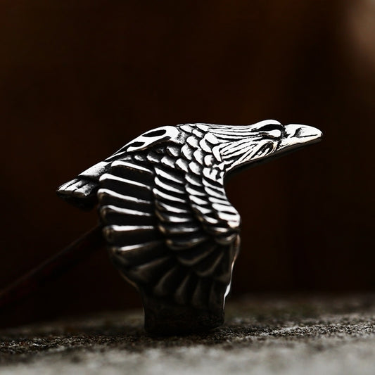 Majestic Eagle Flight Silver Ring, an ornate accessory embodying the spirit of eagles from Old Norse & Viking culture & traditions.