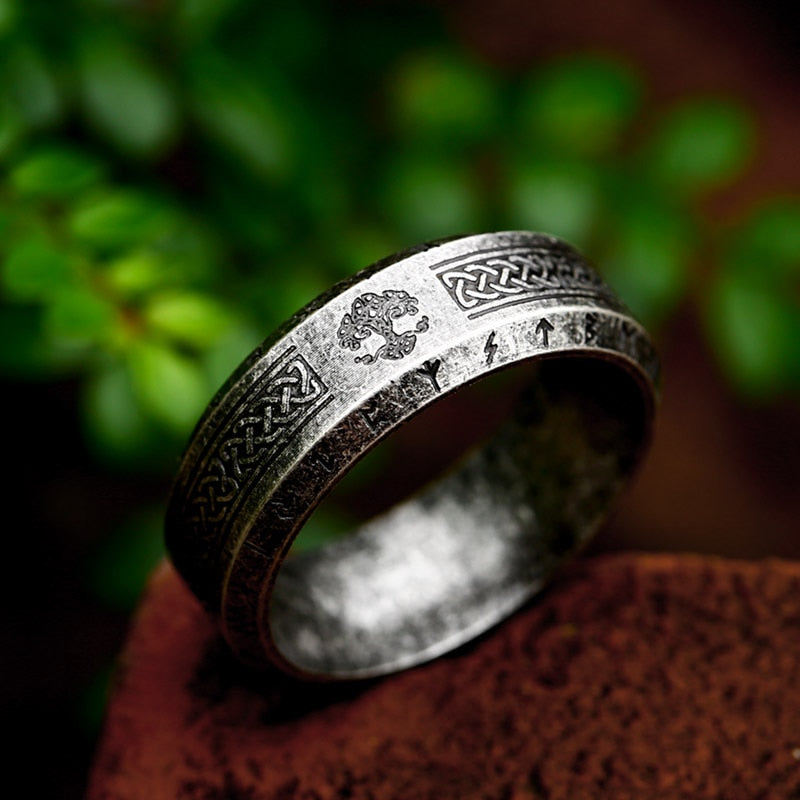 Celtic Knot & Rune Yggdrasil Rings 0 The Pagan Trader 7 Ancient Black 