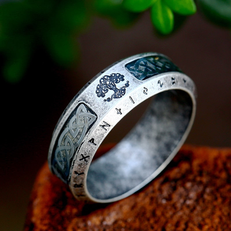 Celtic Knot & Rune Yggdrasil Rings 0 The Pagan Trader 7 Silver 
