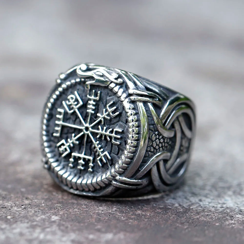 Norse Icelandic Ouroboros Vegvísir Ring