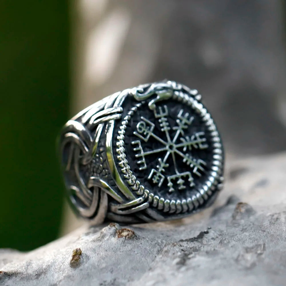 Norse Icelandic Ouroboros Vegvísir Ring