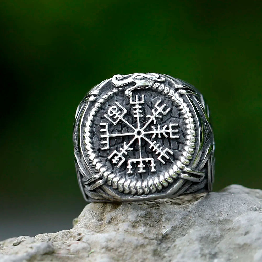 Norse Icelandic Ouroboros Vegvísir Ring