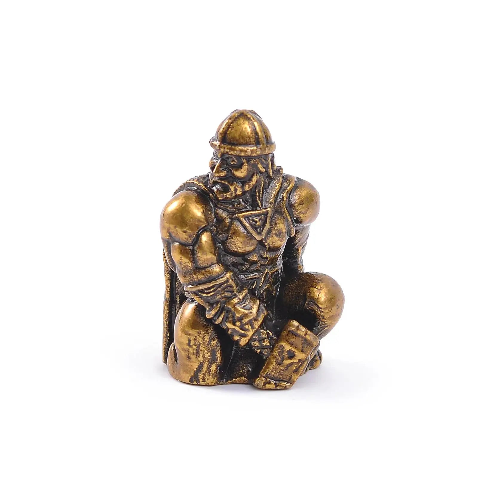 Mythology-inspired crafting bead of Thor kneeling and holding Mjölnir.