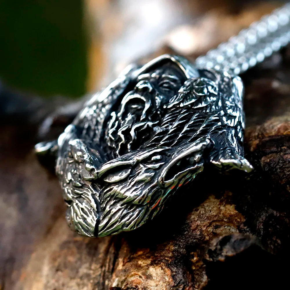 Norse-inspired jewelry featuring Odin cloaked in a hood with a Valknut on the reverse.