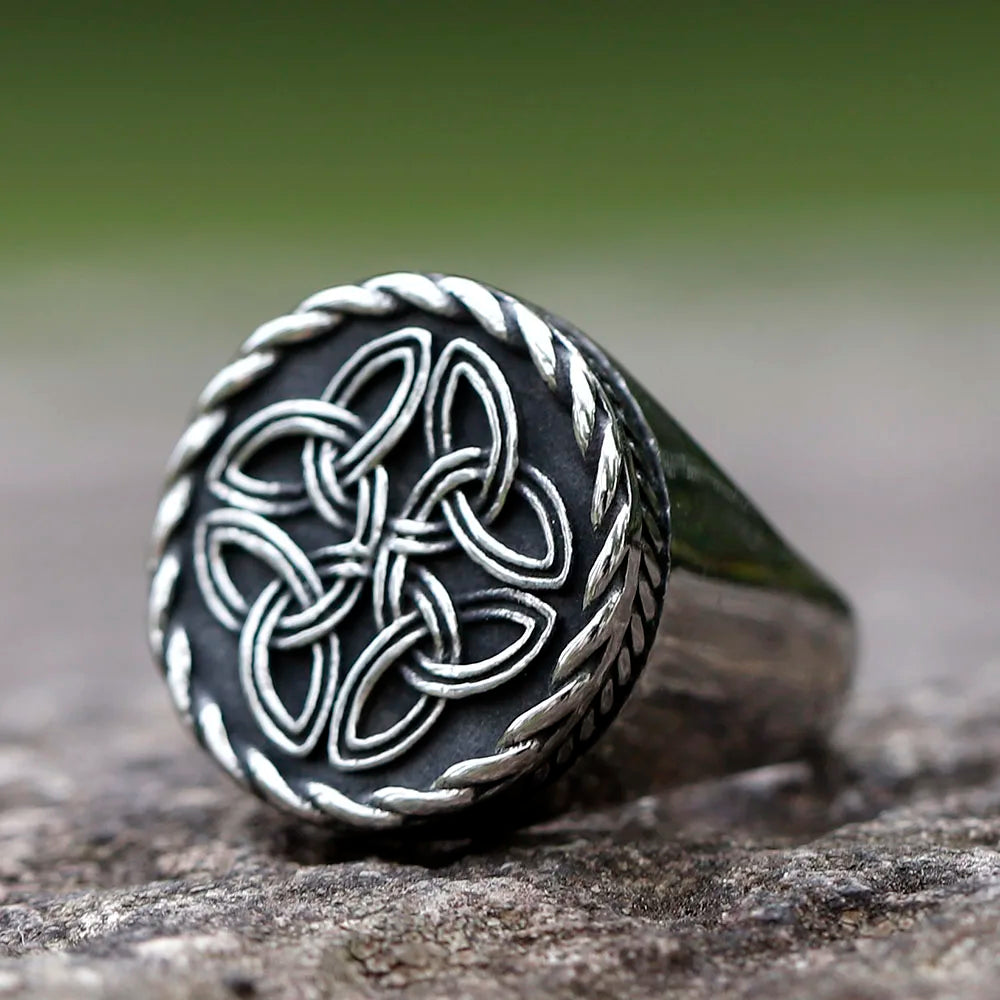 Celtic Knot ring engraved on 316L Stainless Steel.