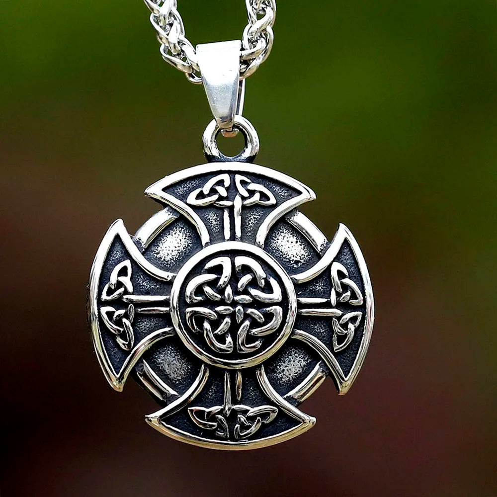 Amulet with a Celtic cross pendant, symbolizing life and spirituality.