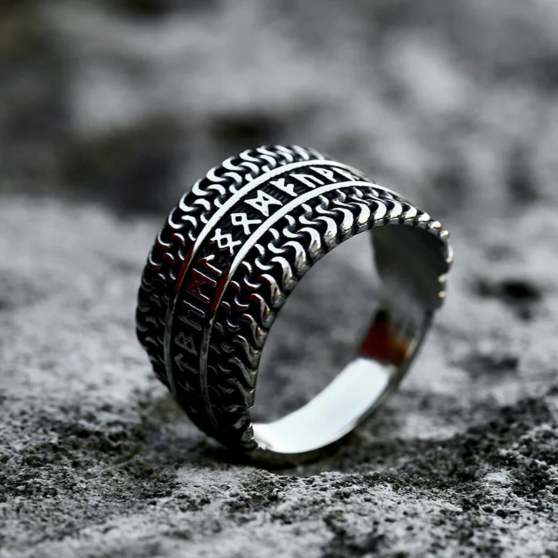 Old Norse Chainmail Elder Futhark Rune Viking Ring  The Pagan Trader   