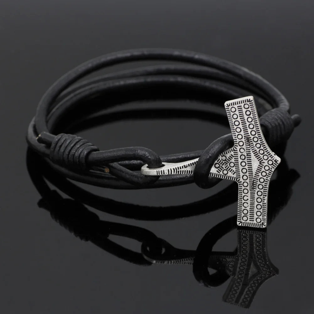 Rømersdal Mjölnir Waxed Cotton Rope Thor's Hammer Bracelet  The Pagan Trader Ancient Silver  