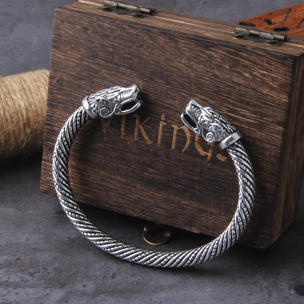 Ormeitr - Serpent Dragon Viking Bangle Arm Ring  The Pagan Trader Silver  