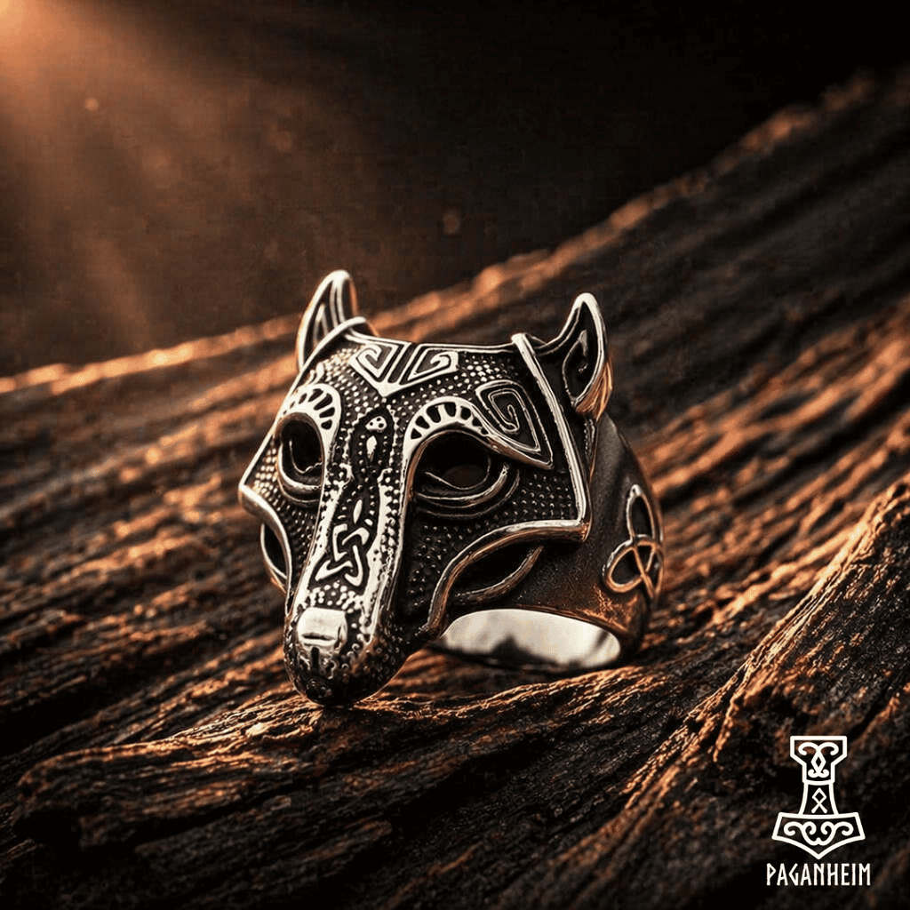 h*0様 wolf's head リング 9号 Fenrir's Oath - Old Norse Mythology Wolf Ring | Viking & Pagan Jewelry