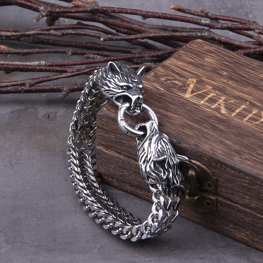 Explore the allure of the Geri and Freki Chain Bracelet, a stunning piece of Norse-inspired jewelry.