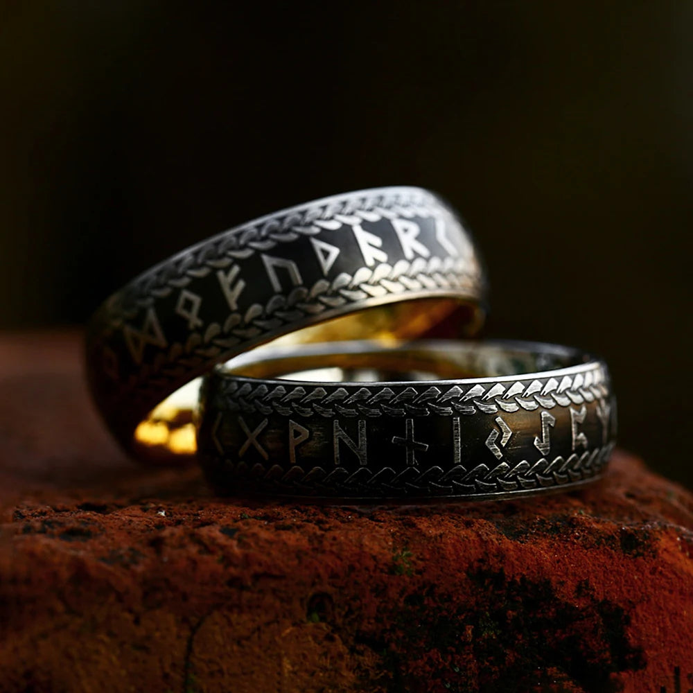 Sleek Gold & Silver Elder Futhark Rune Rings  The Pagan Trader   