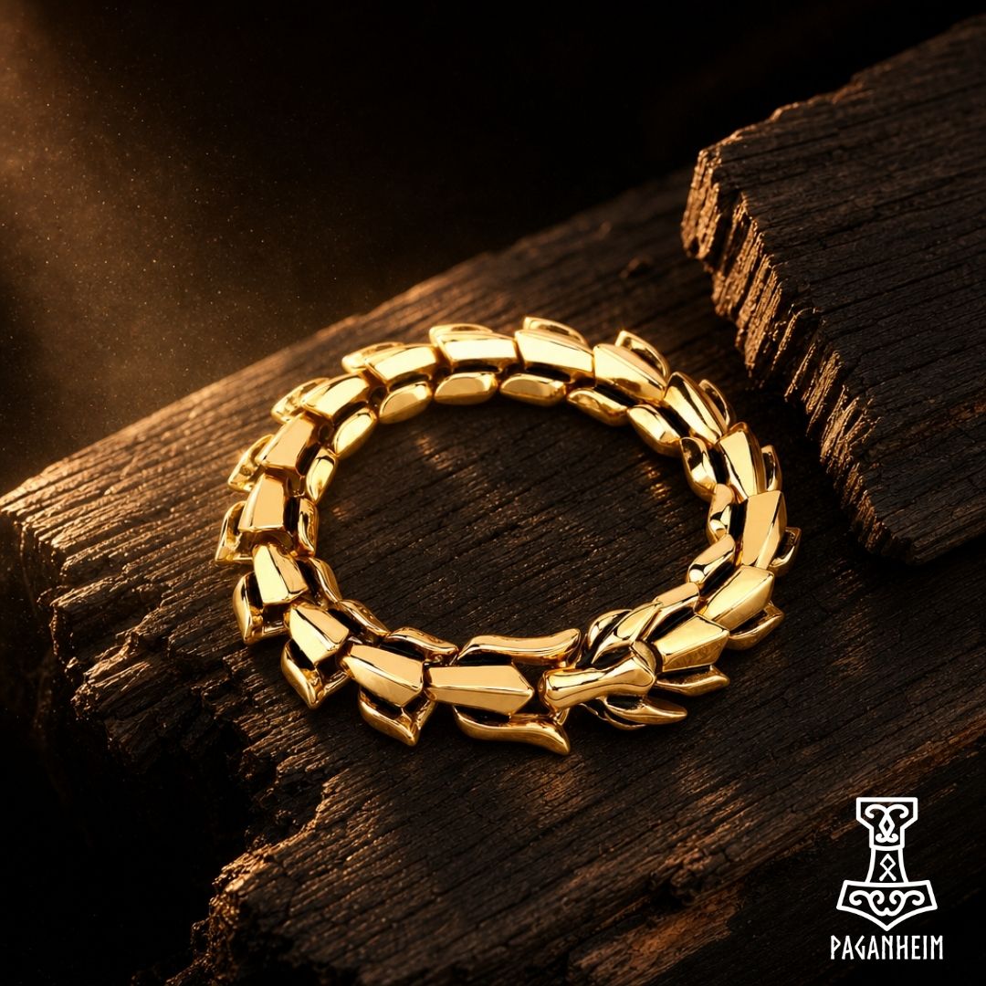 Paganheim stainless steel bracelet inspired by Jörmungandr, the World Serpent of Norse myth