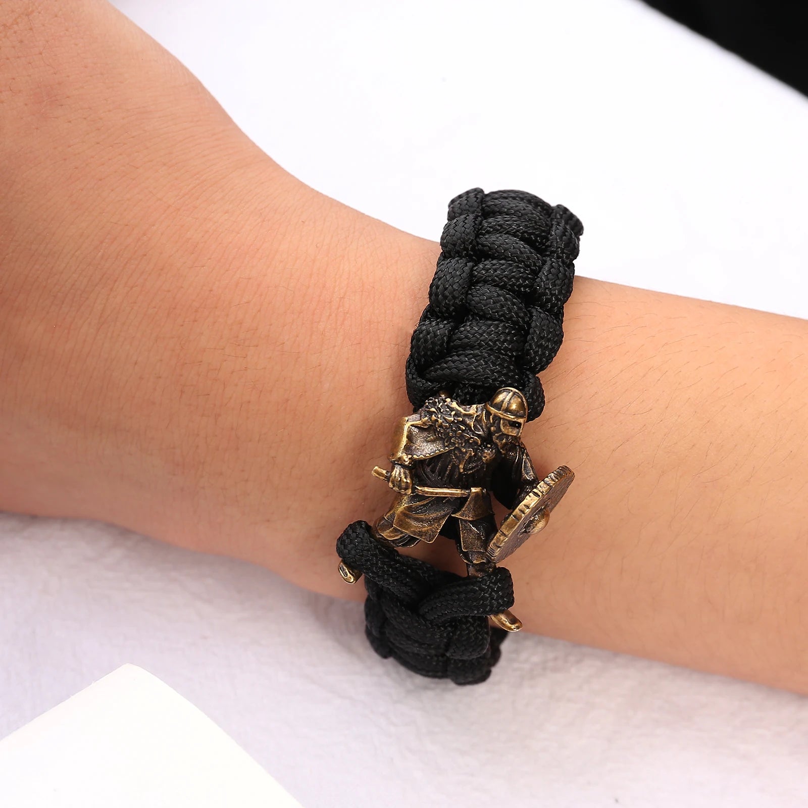 Paracord bracelet featuring a Viking warrior bead.