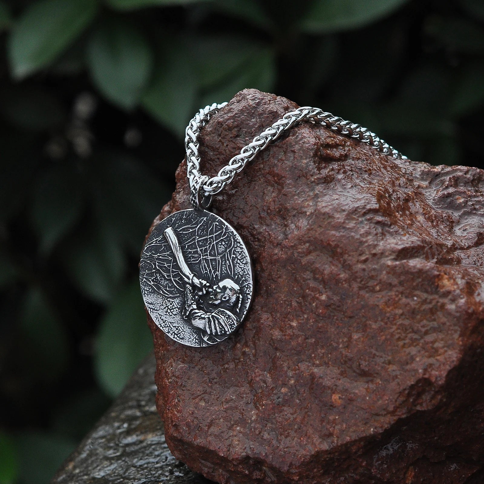 Norse mythology pendant featuring Heimdall and Algiz rune