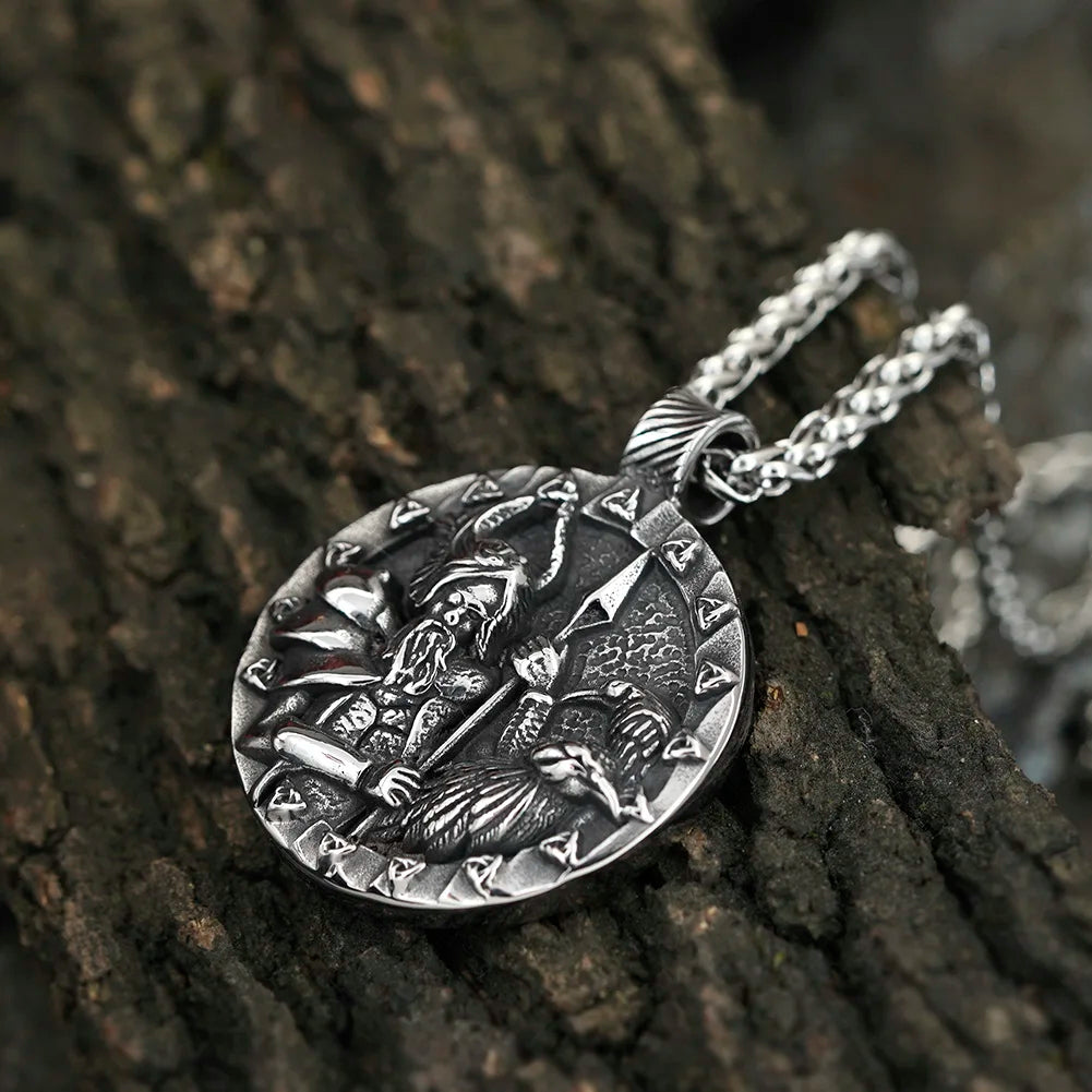 Norse Wisdom Trinity Pendant - Symbolic Odin, Huginn & Muninn Amulet 0 The Pagan Trader   