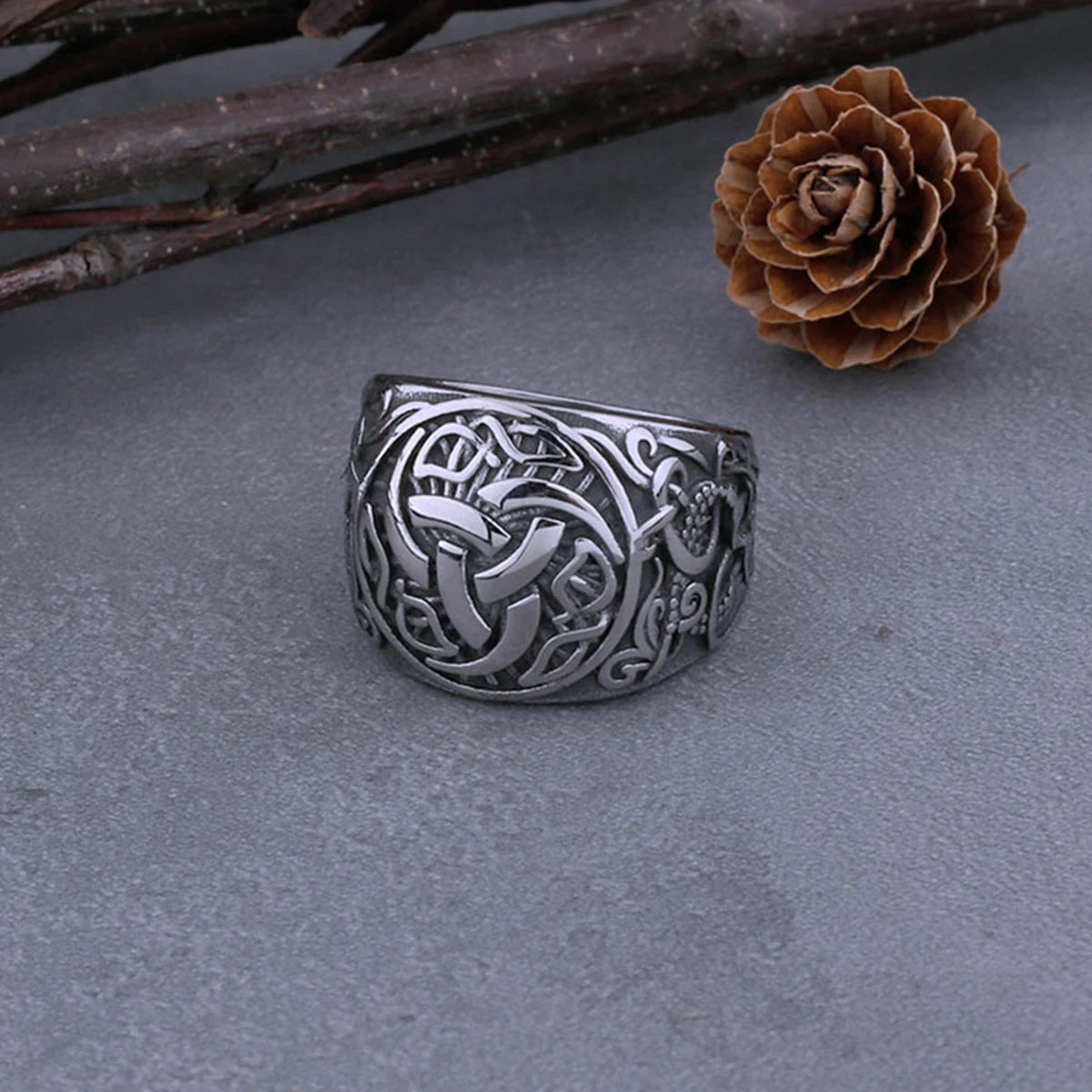 Triskele Horns of Odin Jelling Style Norse Viking Ring  Paganheim   