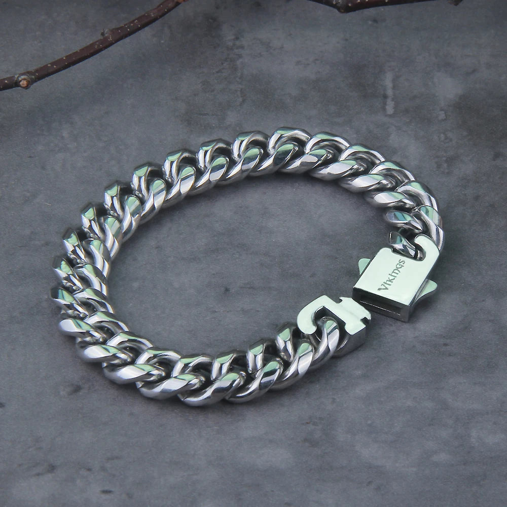 Minimalistic Cuban Chain Linked Viking Bracelet  The Pagan Trader   