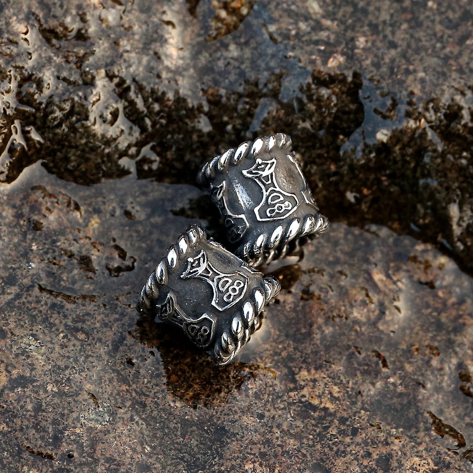 Set of three Mjölnir beads for hair or beard.