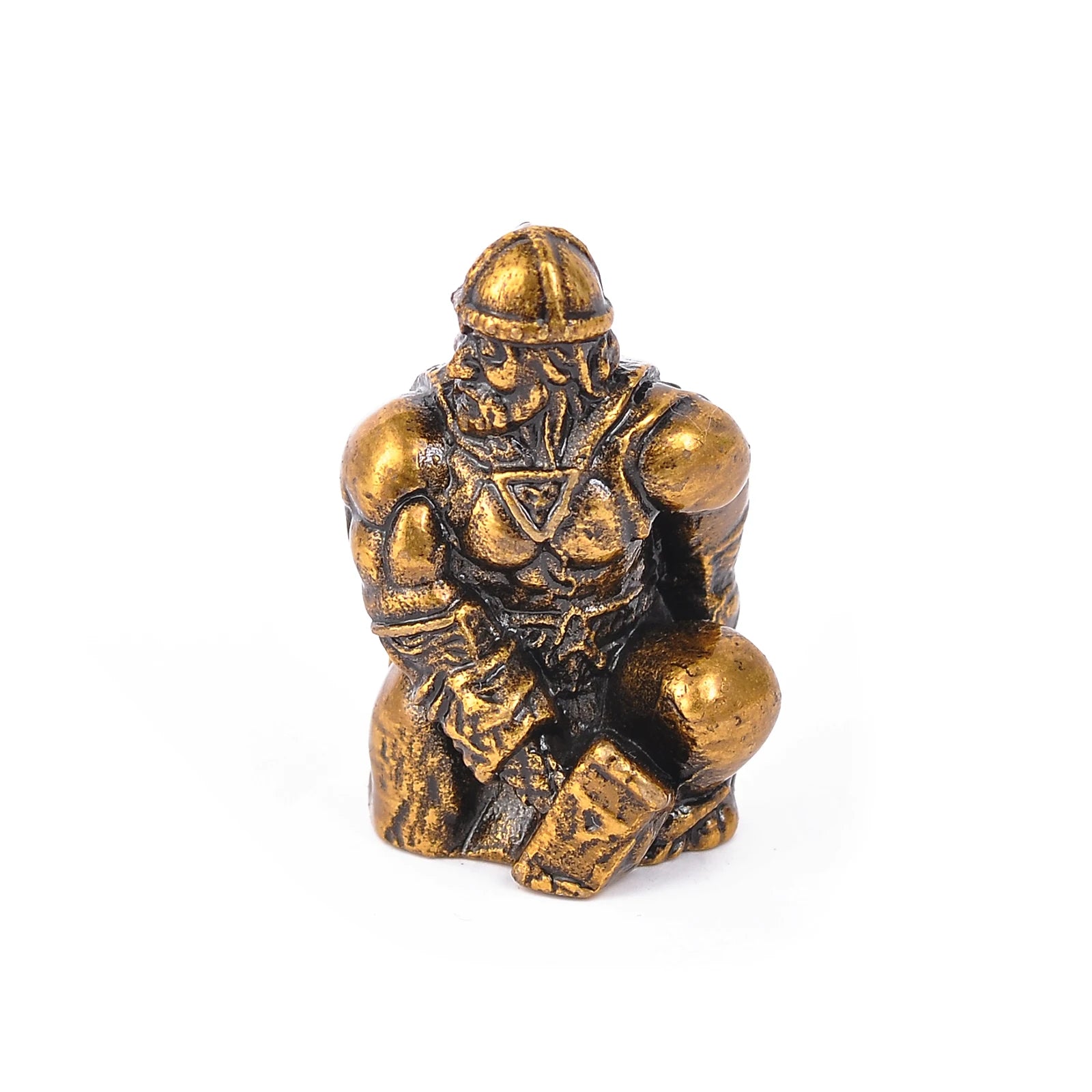 Bronze-finish bead of Thor holding Mjölnir, ideal for jewelry making.