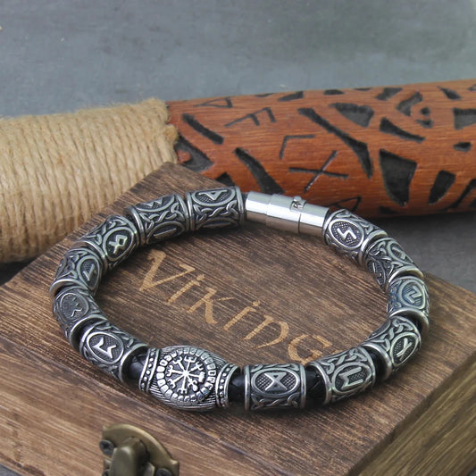 Vegvísir & Elder Futhark Rune Bracelet 0 The Pagan Trader   