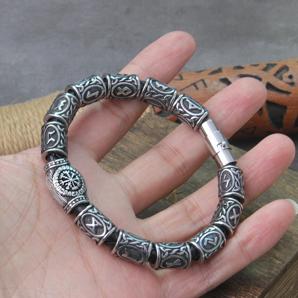 Vegvísir & Elder Futhark Rune Bracelet 0 The Pagan Trader   