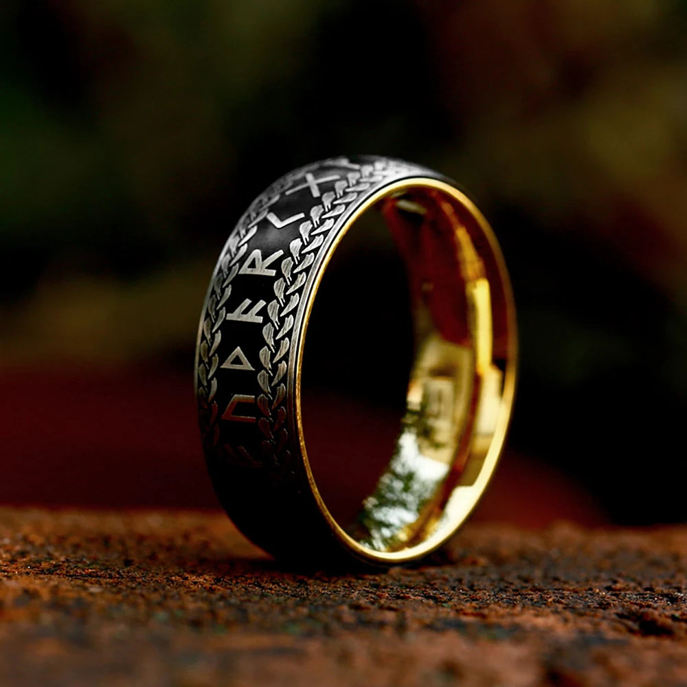 Sleek Gold & Silver Elder Futhark Rune Rings  The Pagan Trader Gold 7 