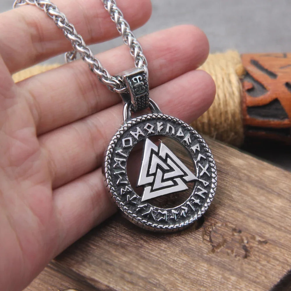 Valknut rune pendant, representing Norse protection and guidance.