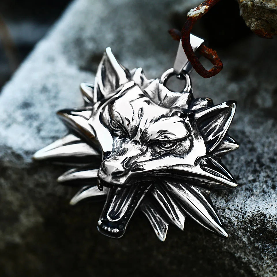 The Wrathful Ulfr - Stainless Steel Norse Viking Wolf Pendant  The Pagan Trader   