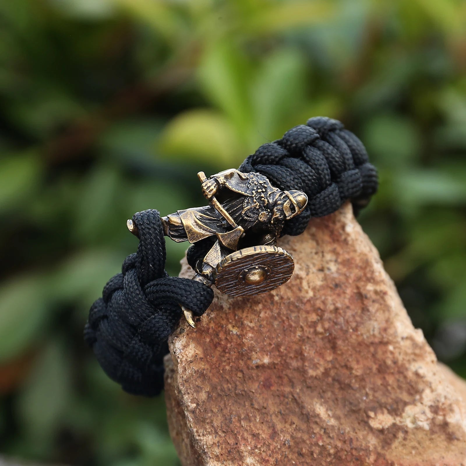 Handmade paracord bracelet with a Norse warrior bead.