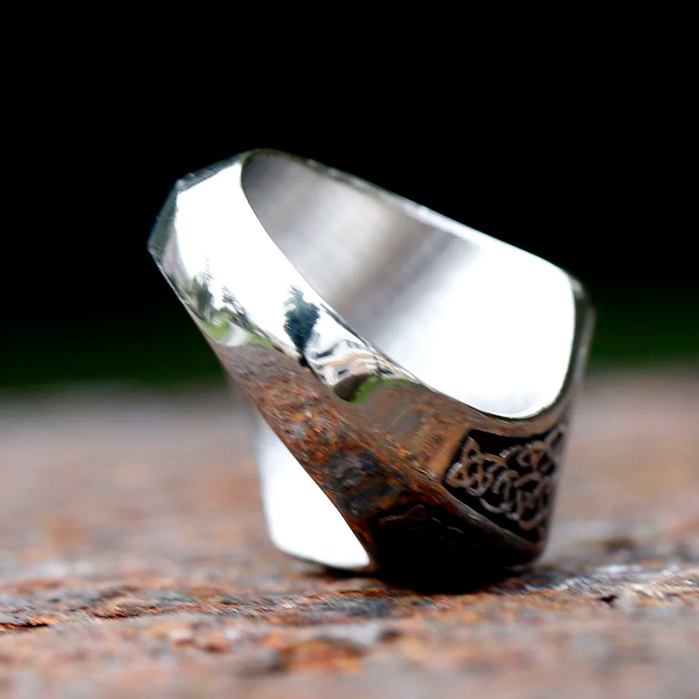 Warrior's talisman ring with Odin's sacred geometry