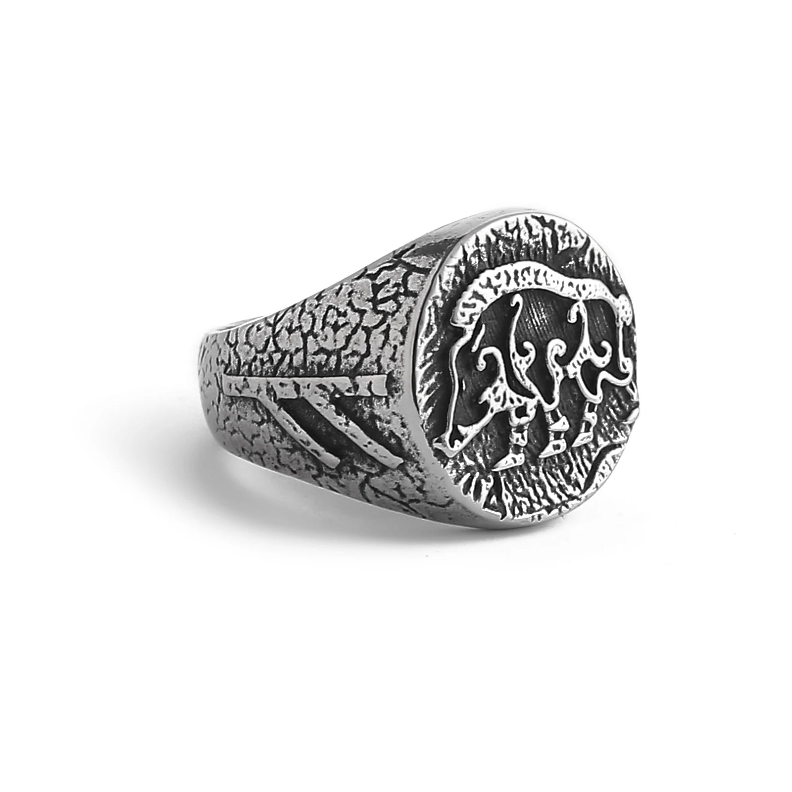 Norse Hildisvíni Ring Design with Fehu rune