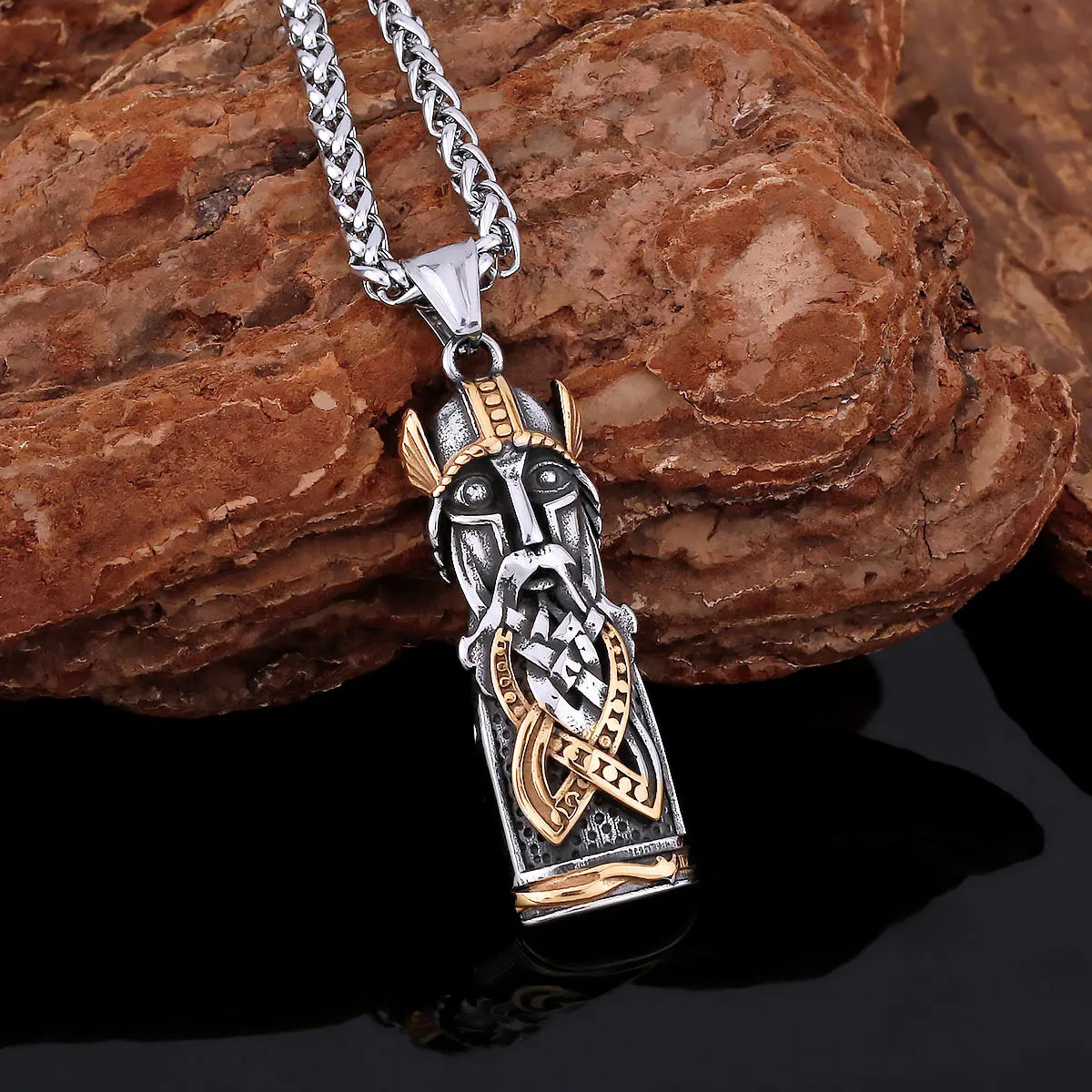 Odin totem amulet with Jelling art style engraving