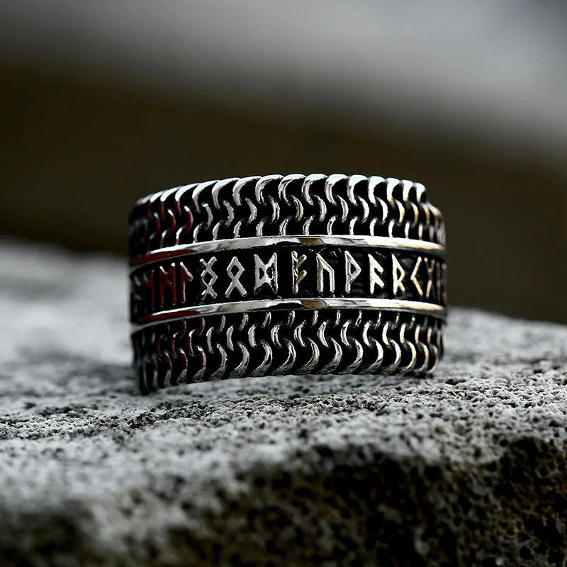 Old Norse Chainmail Elder Futhark Rune Viking Ring  The Pagan Trader   