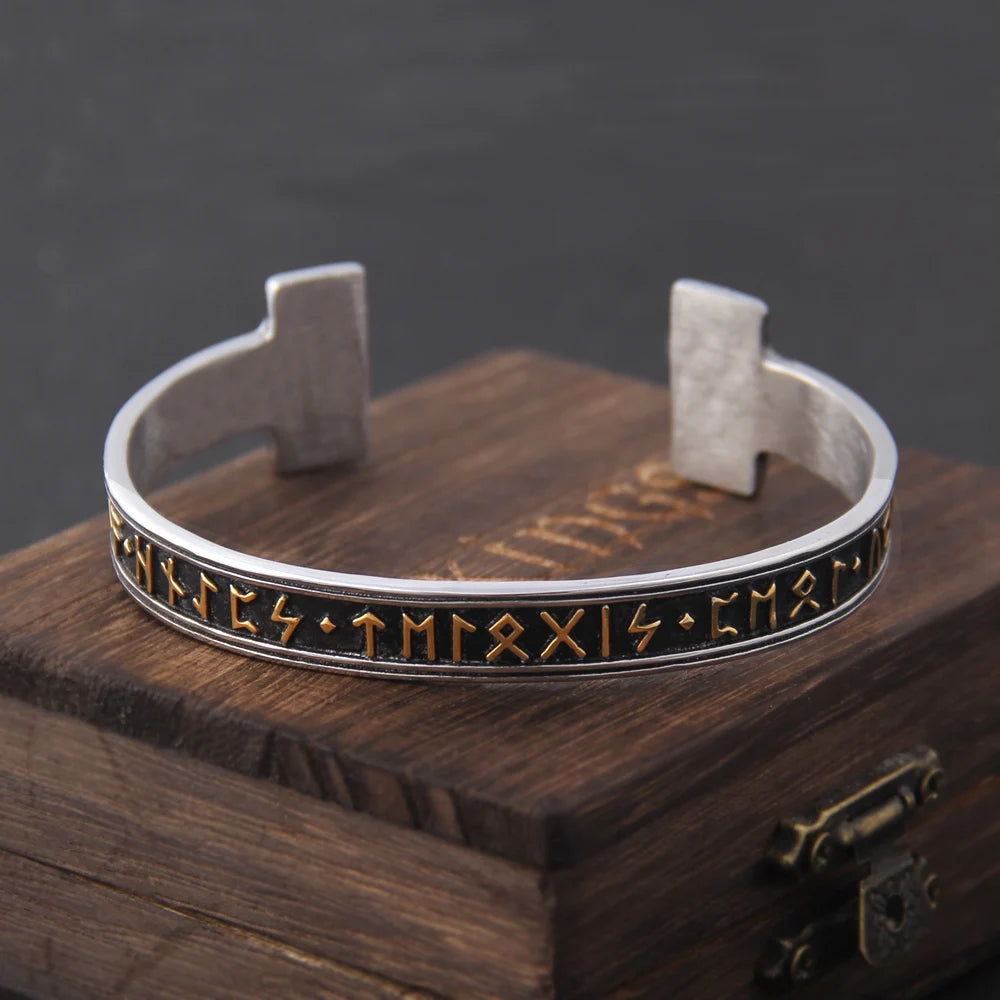 Elder Futhark Norse Viking Arm Ring Bangle  Paganheim Gold  