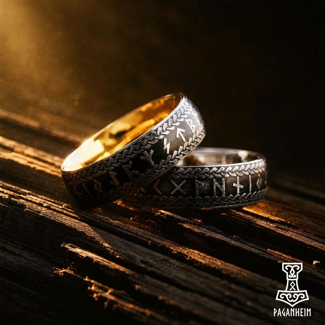 Sleek Gold & Silver Elder Futhark Rune Rings