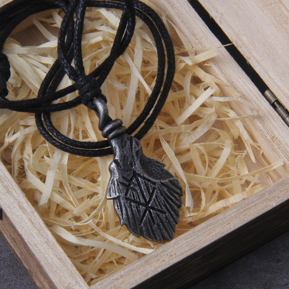 Othala Rune Engraved Wolf Head Necklace 0 The Pagan Trader   