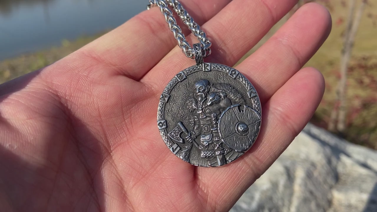 Odin's Symbol on Ragnar Lodbrok's Amulet – a tribute to the ancient Norse king.