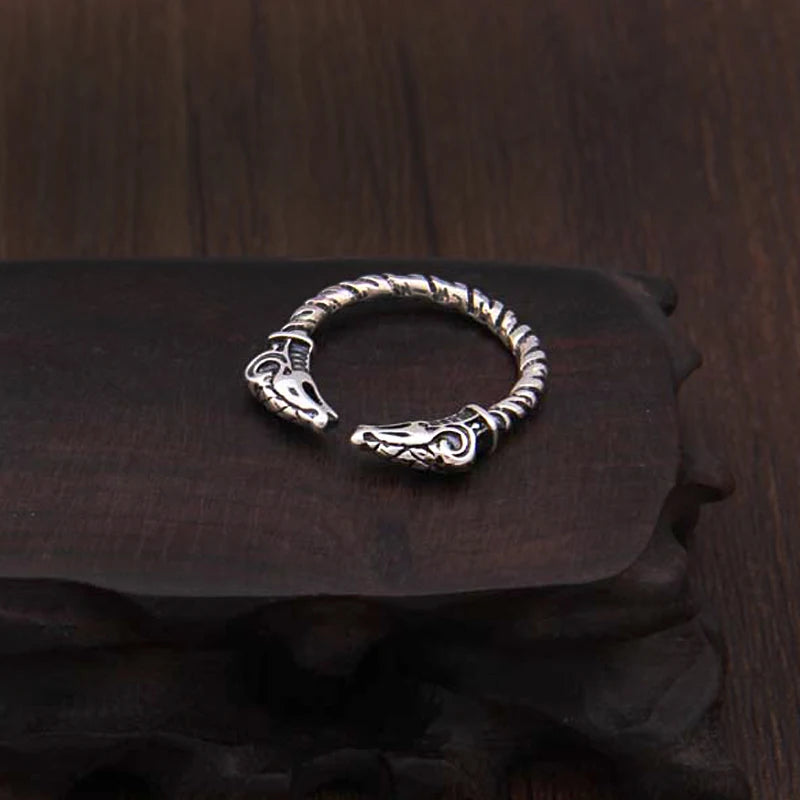 Adjustable Norse-inspired silver ring featuring Thor’s legendary goats.