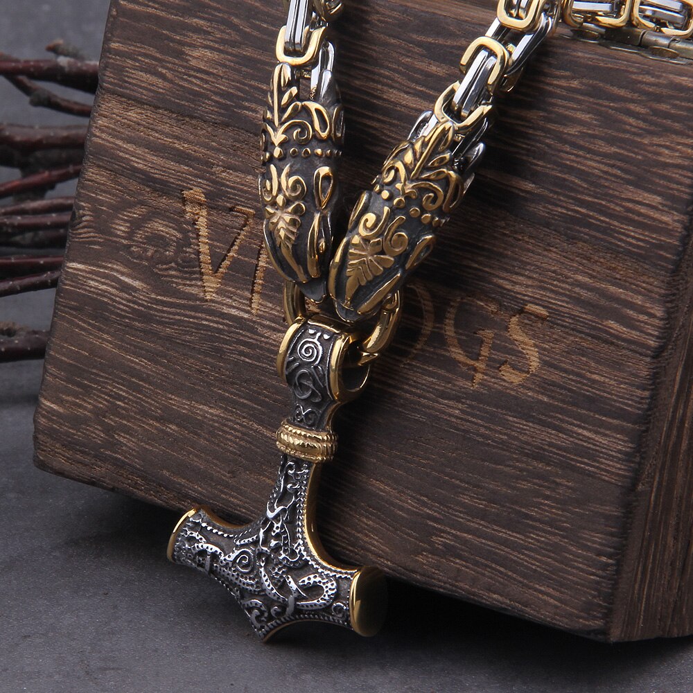 Wolf & Serpent Clasped Mjölnir Amulet 0 The Pagan Trader   