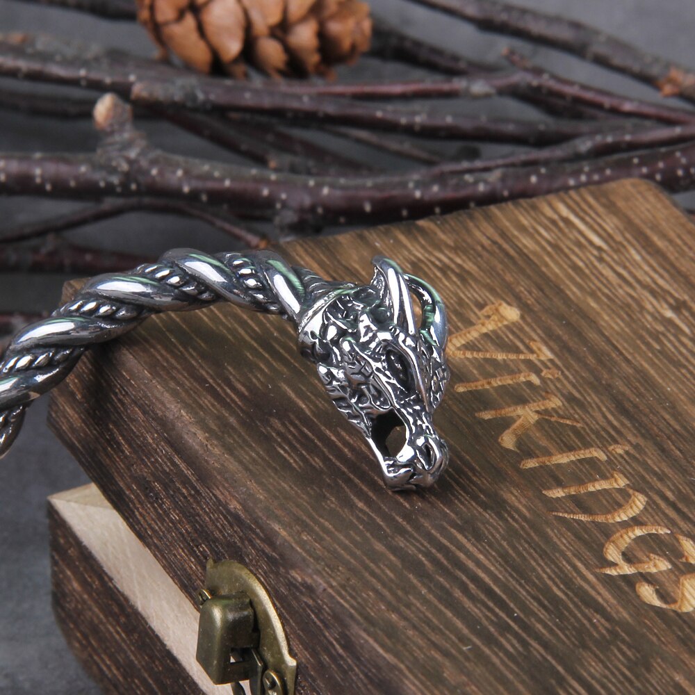 Drekieitr - Serpent Dragon Head Viking Arm Ring 0 The Pagan Trader   