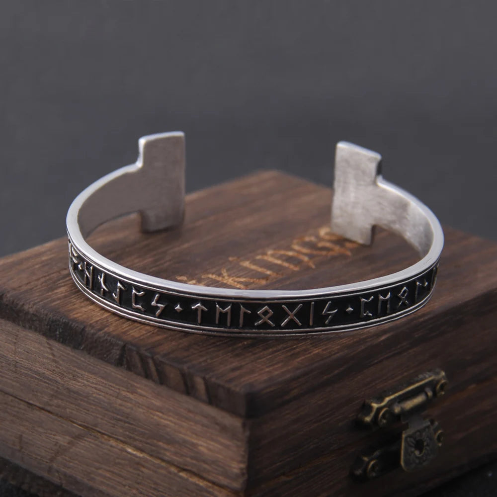 Elder Futhark Norse Viking Arm Ring Bangle  Paganheim Silver  