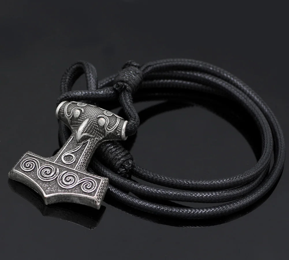 Skåne Mjölnir Waxed Cotton Rope Thor's Hammer Bracelet  The Pagan Trader   