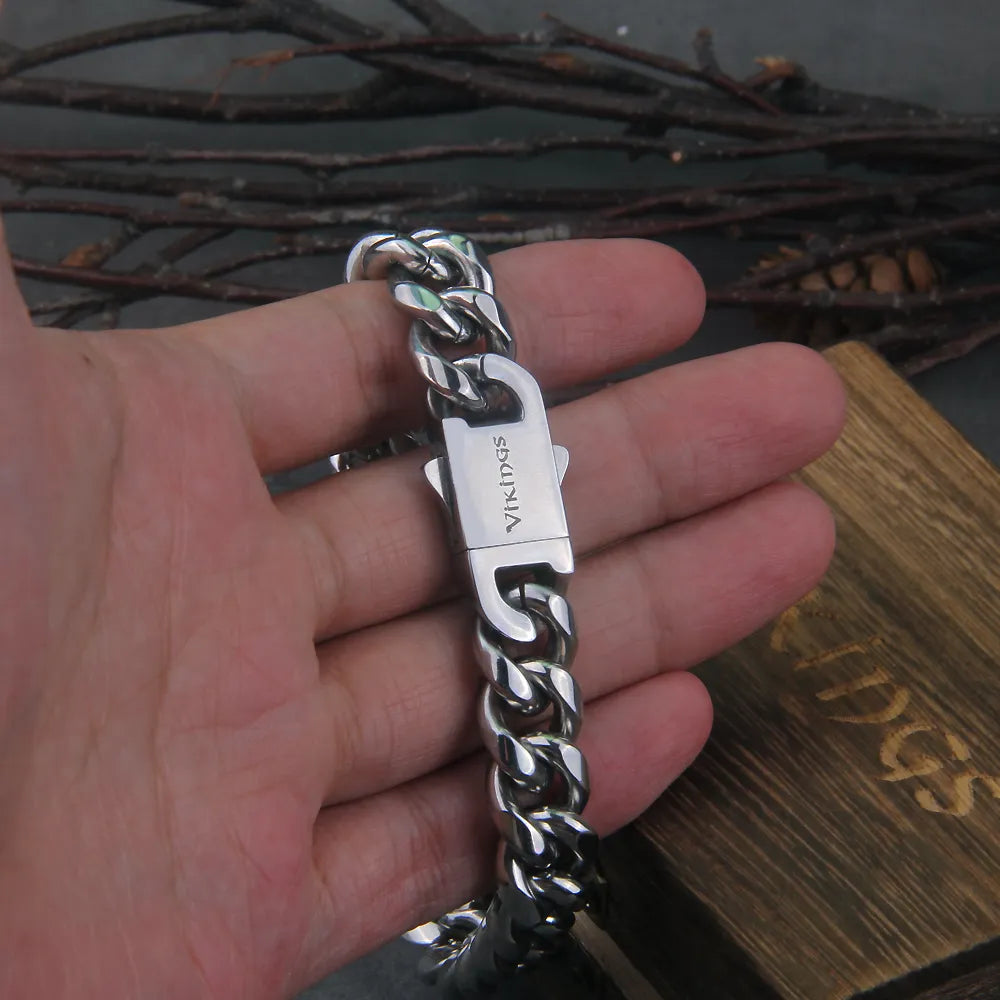 Minimalistic Cuban Chain Linked Viking Bracelet  The Pagan Trader   