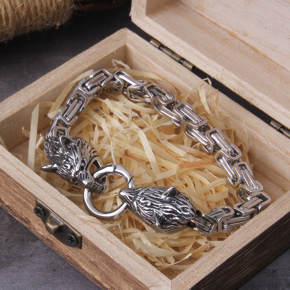 The Wolf Pack - Viking Byzantine Chain Linked Bracelet Collection 0 The Pagan Trader Silver 19cm 