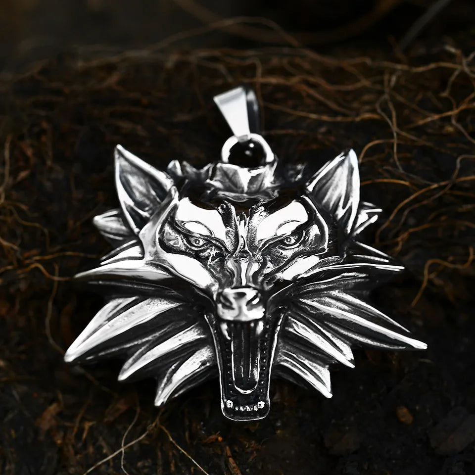 The Wrathful Ulfr - Stainless Steel Norse Viking Wolf Pendant  The Pagan Trader   