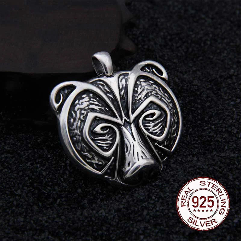 Sterling silver bear amulet inspired by Norse and Germanic cultures.