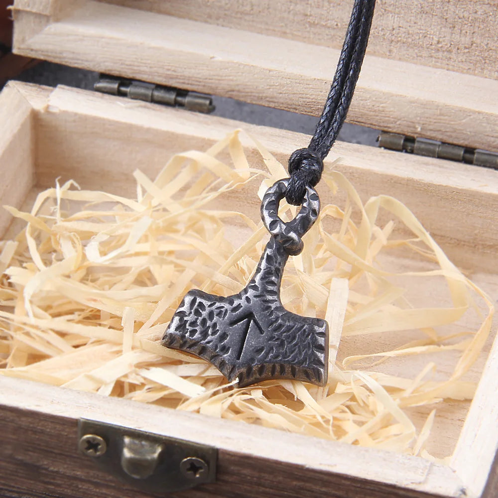 Norse mythology Mjölnir pendant designed to resemble ancient craftsmanship.